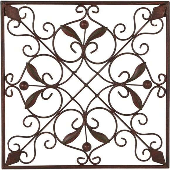 Deco 79 Metal Wall Art Set Rustic Scroll Wrought Iron Home Decor 14x14 Inch - Picture 4 of 7